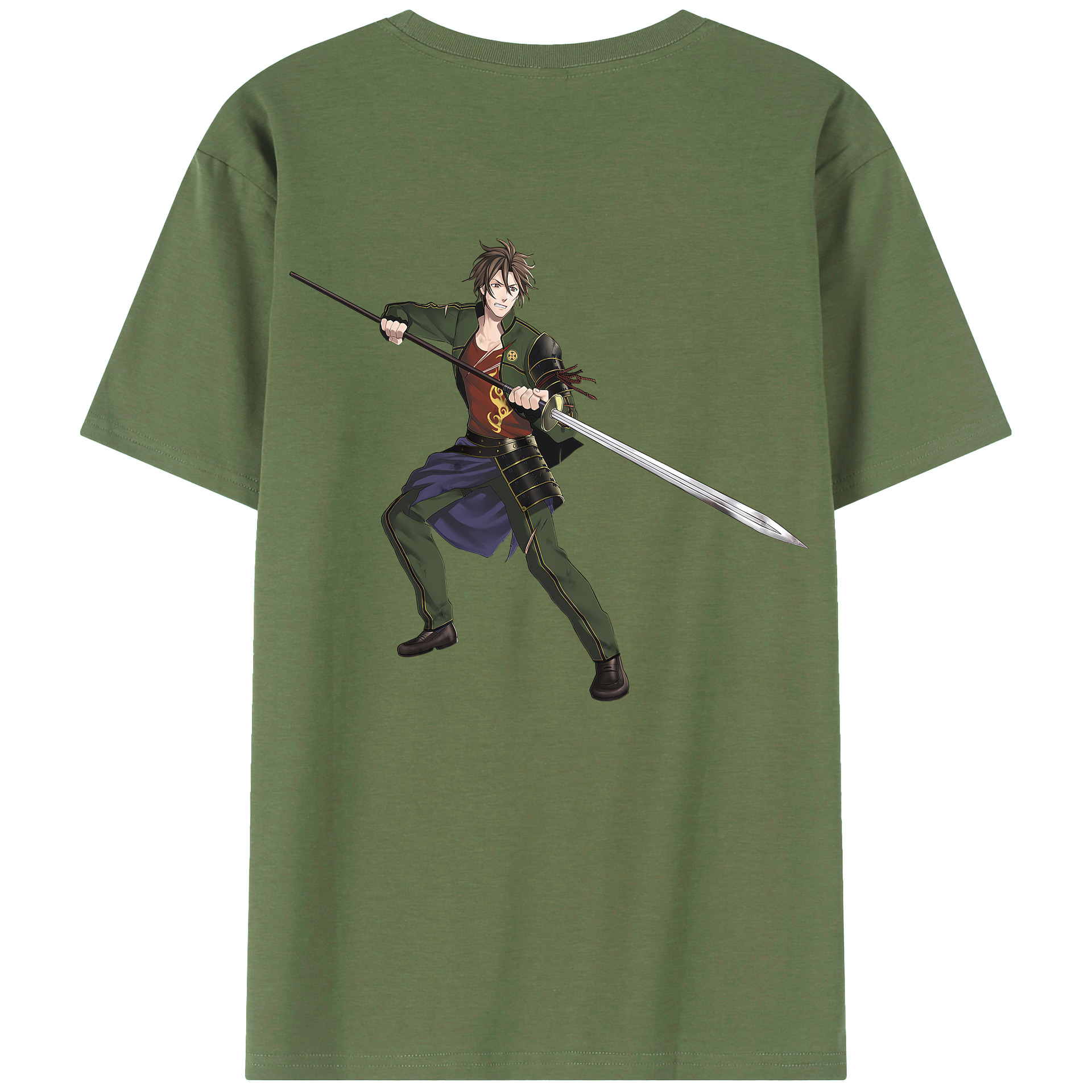 （画像用） 刀剣乱舞 Touken Ranbu 綿100％ メンズ半袖Tシャツ（バックプリント） 通気性